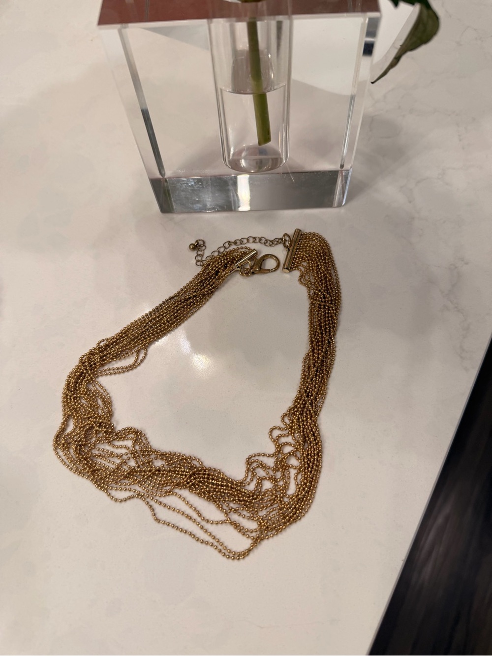 Nordstrom Gold Multi-Strand Bead Chain Necklace